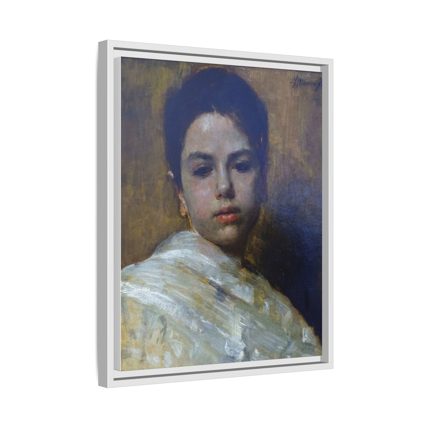 Carminella by Antonio Mancini Framed Matte Canvas Art Print