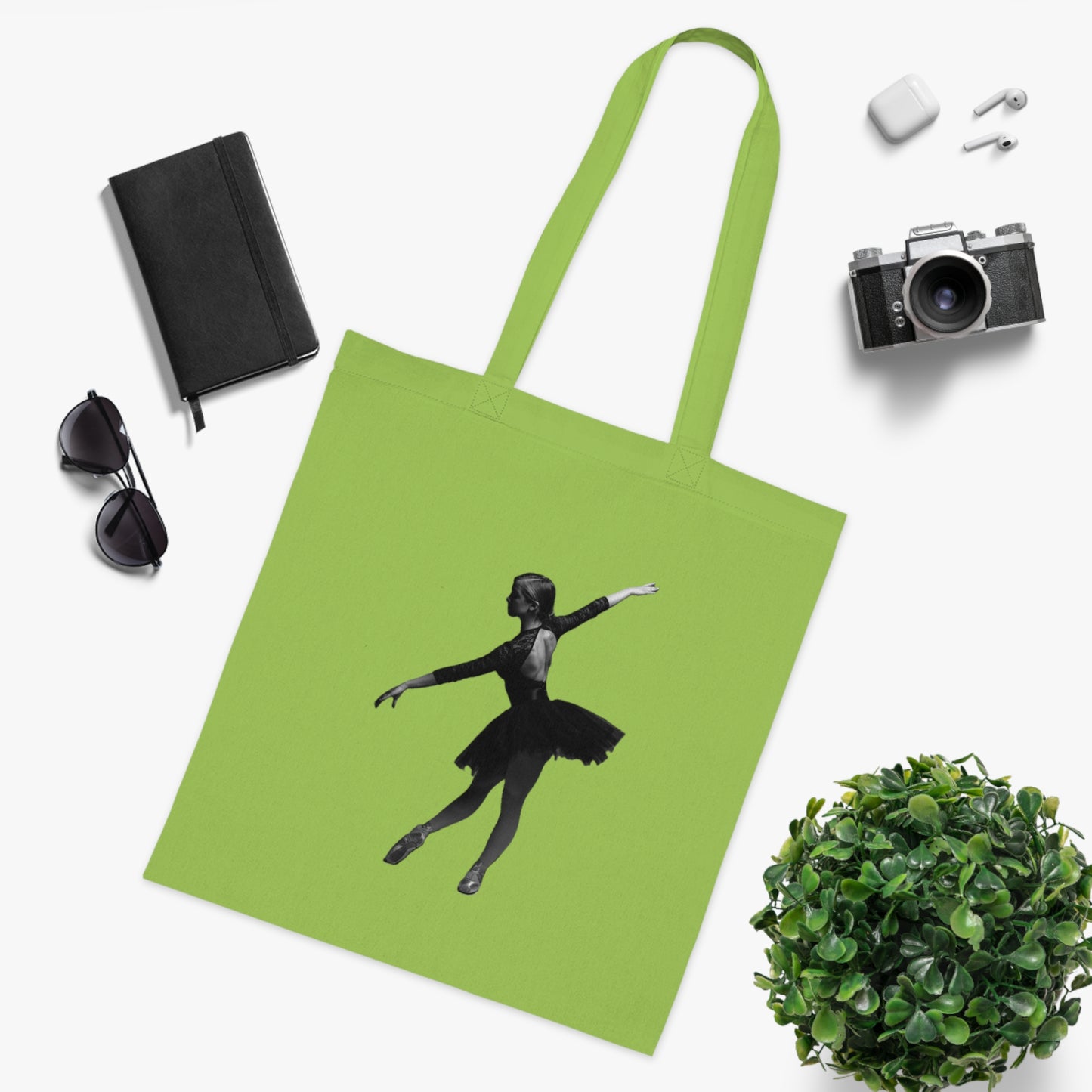 Ballet Silhouette Cotton Tote — Dancer Tote Bag for Ballet Lovers