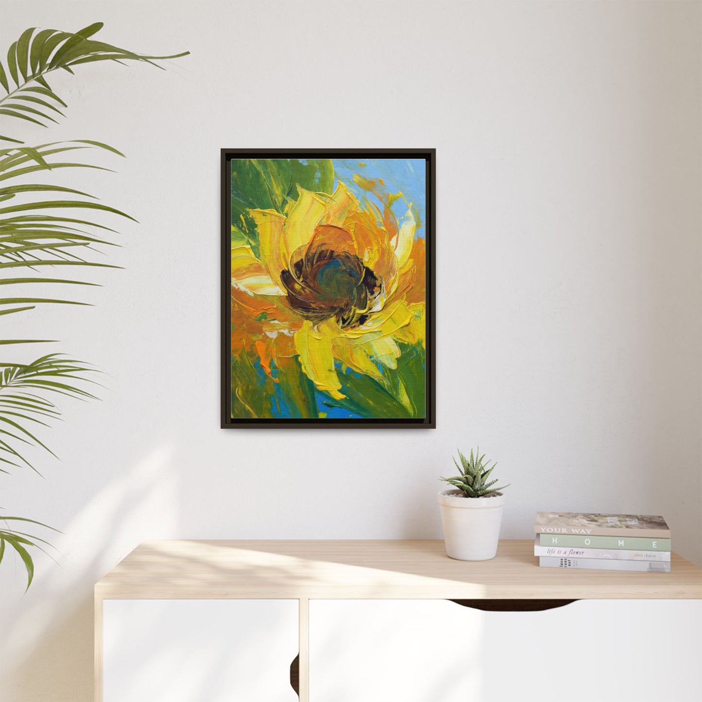 Framed Sunflower Abstract Matte Canvas Print