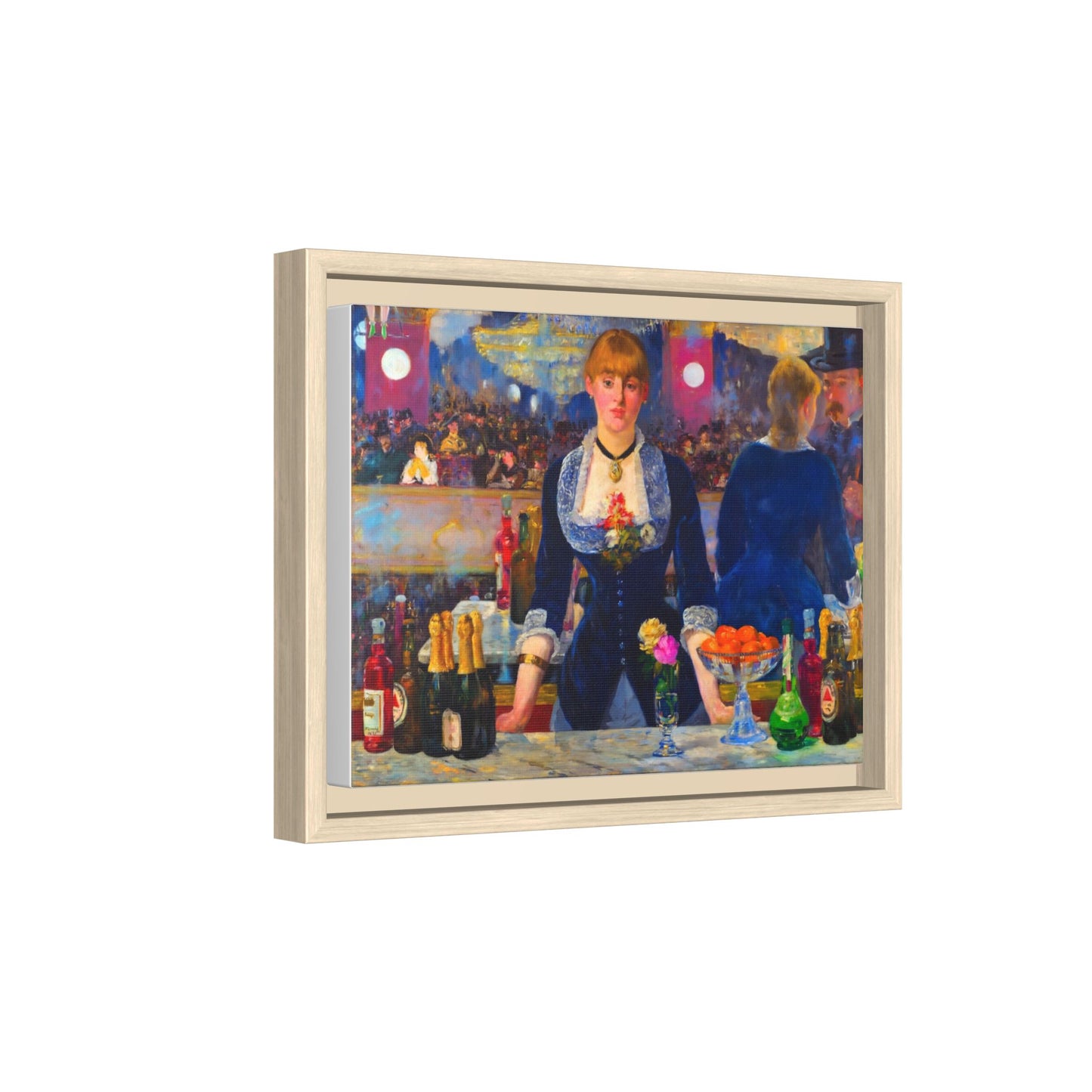 Framed Matte Canvas Print — Vintage Parisian Bar Scene