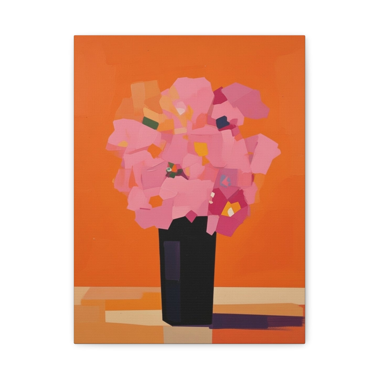 Modern Pink Flowers Canvas Print — Abstract Floral Wall Art