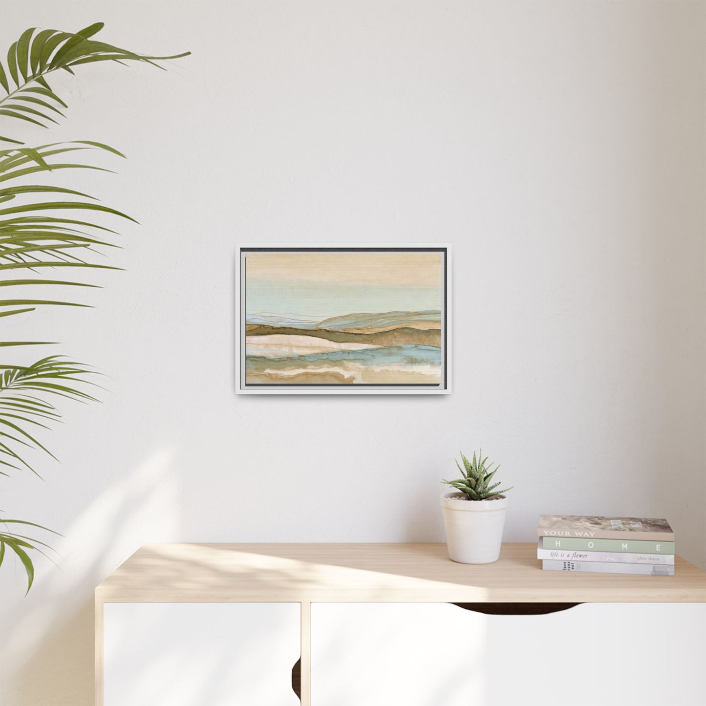 Framed Matte Canvas Coastal Abstract Landscape Wall Art
