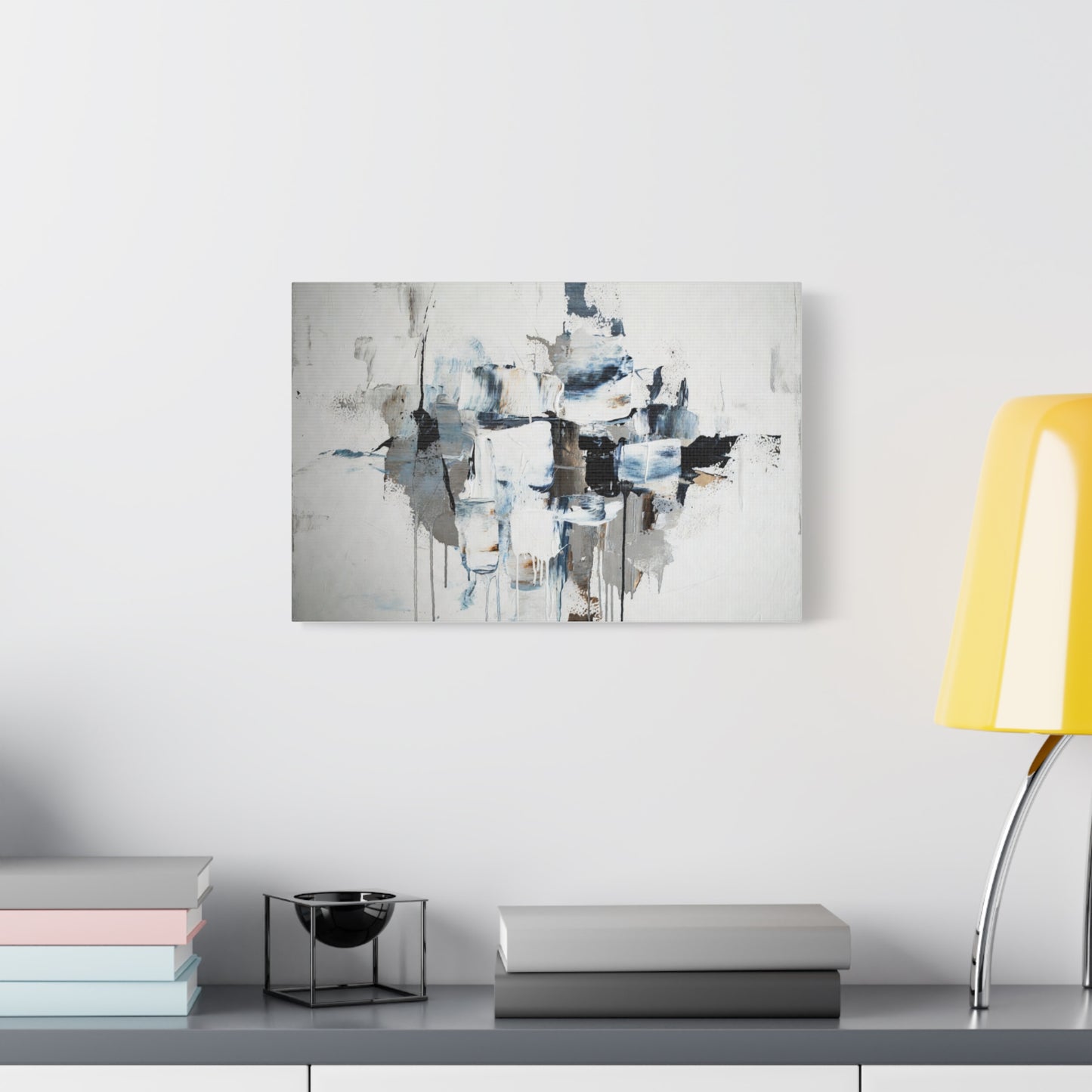 Abstract Blue & Gray Canvas Wall Art — Stretched Matte Canvas