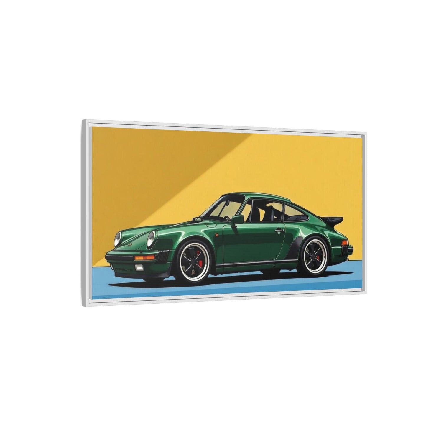 Framed Matte Canvas — Green Sports Car Wall Art