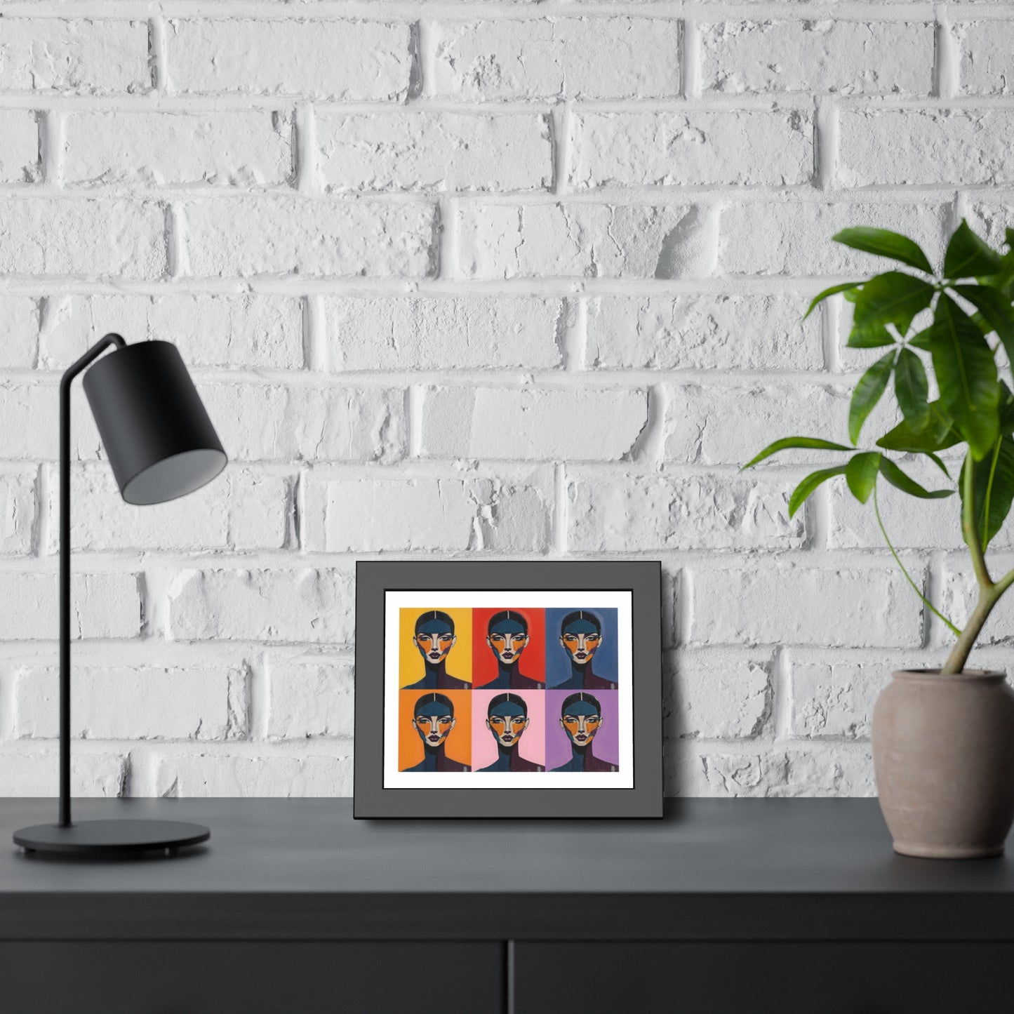 Pop Art Portrait Framed Poster — Colorful Six-Panel Modern Wall Art