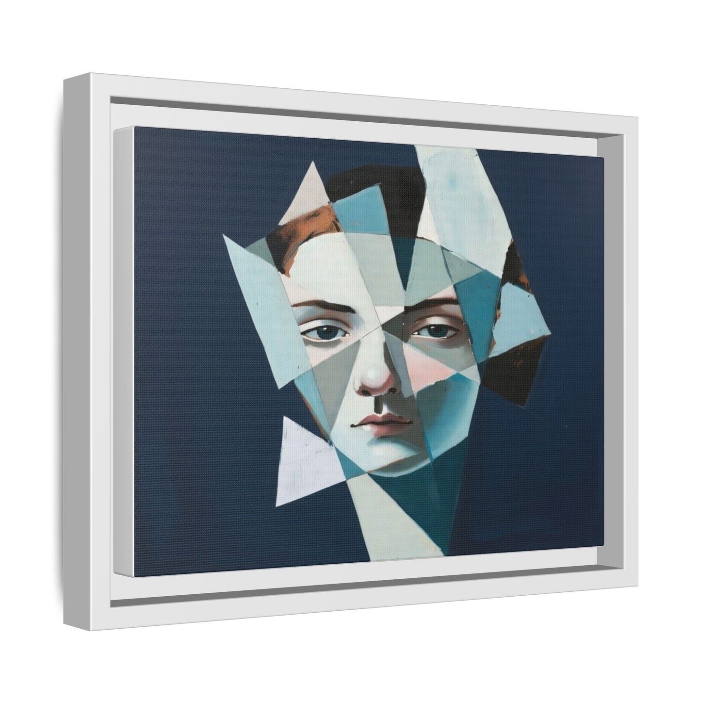 Abstract Fragmented Portrait Matte Canvas (Framed)