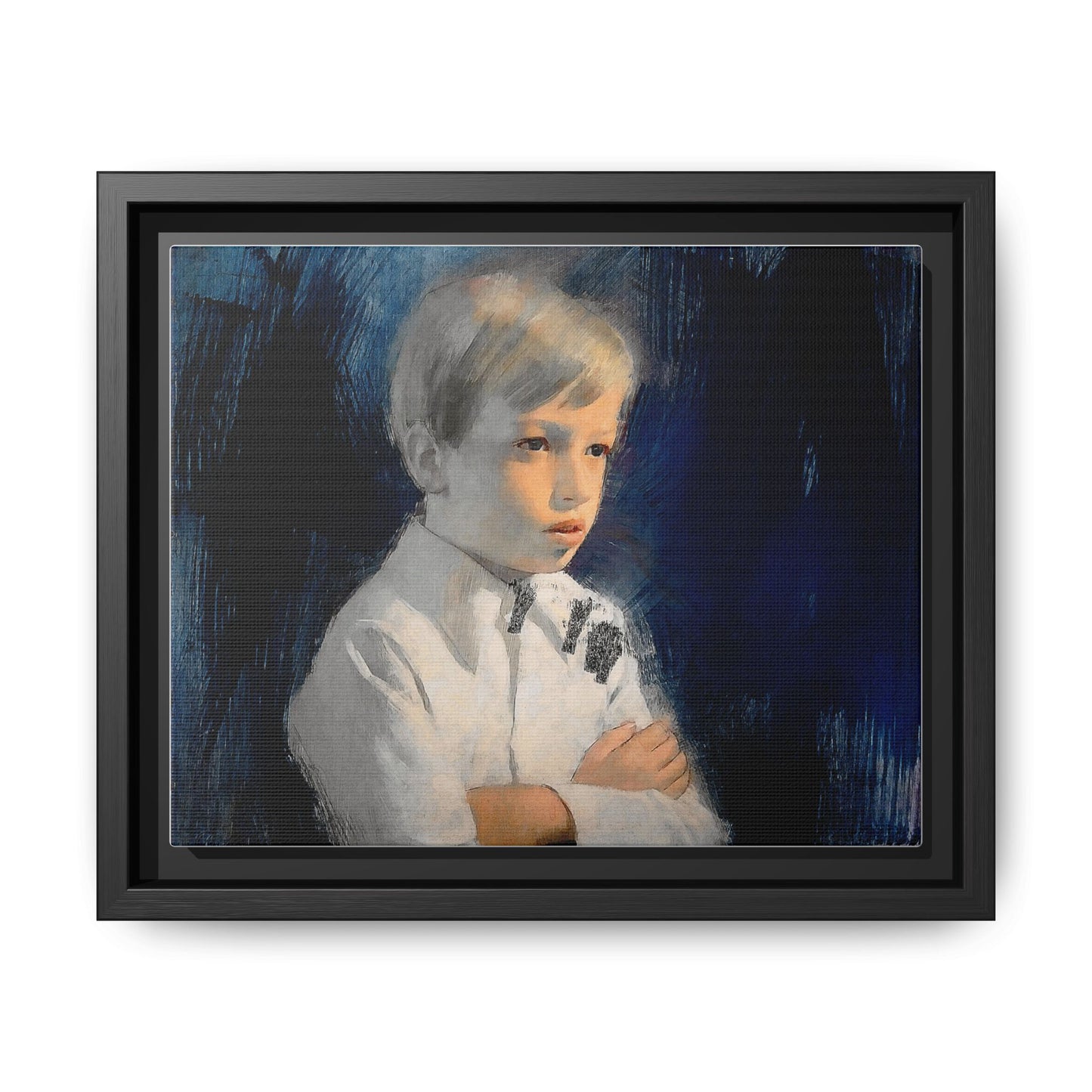 Painting of boy by Unknown Artist Framed Matte Canvas Wall Art Print