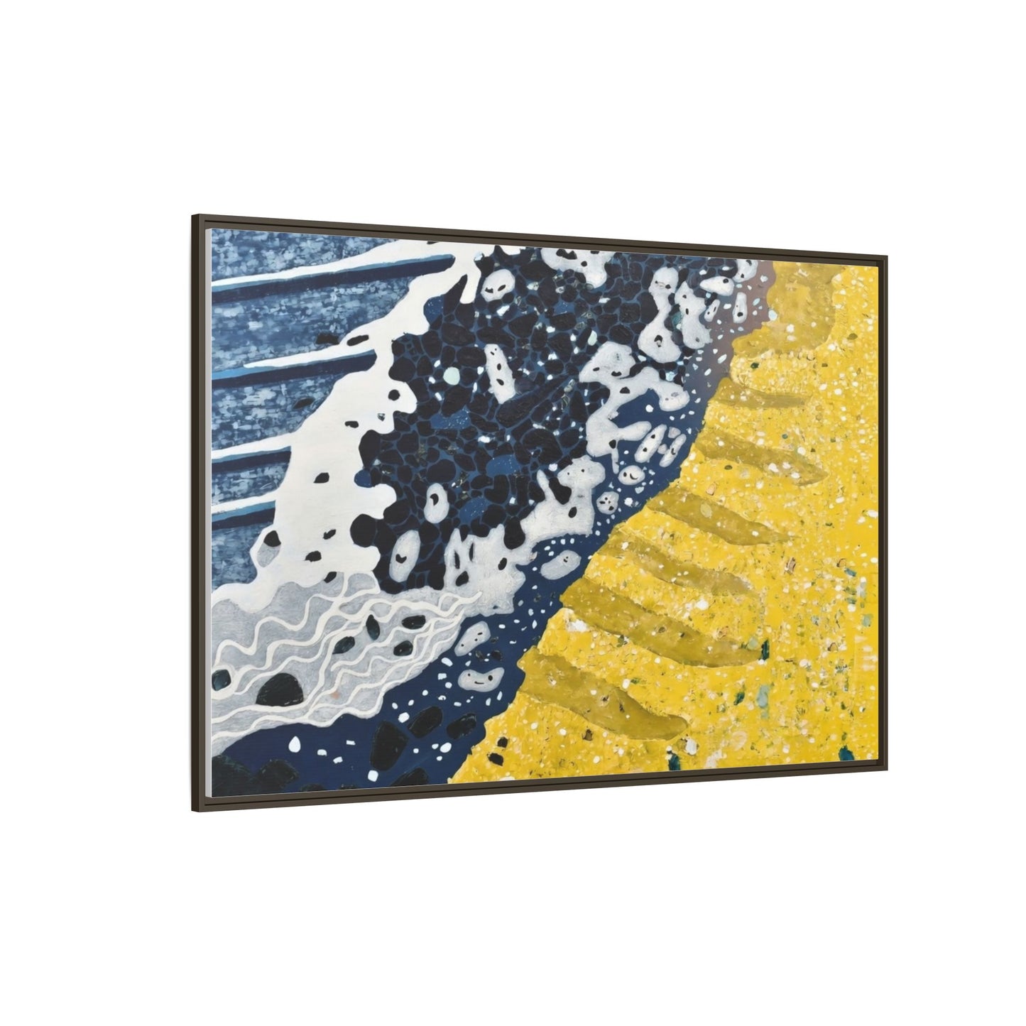 Framed Abstract Ocean & Sand Matte Canvas Print