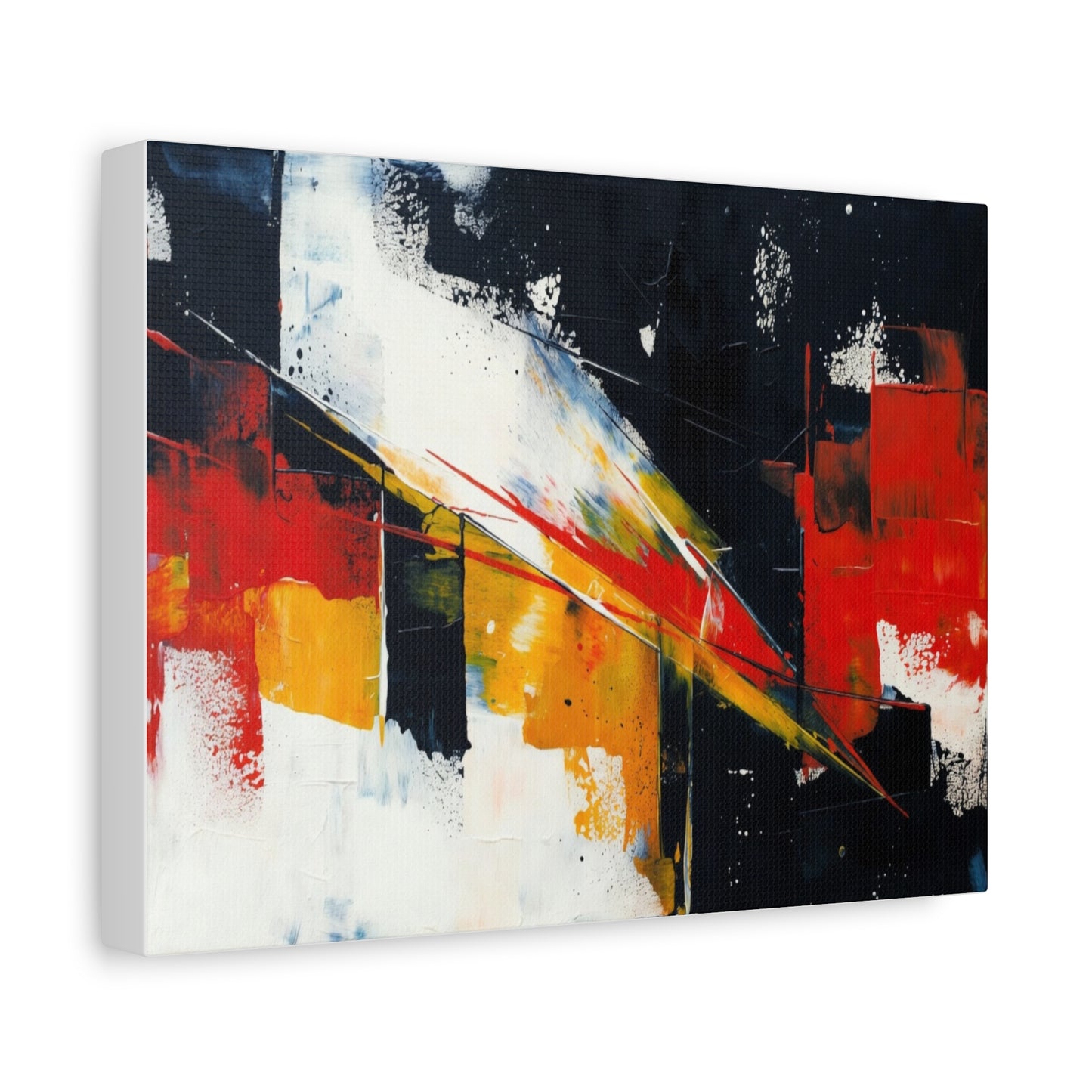 Abstract Geometric Canvas Art — Bold Red & Black Modern Wall Painting