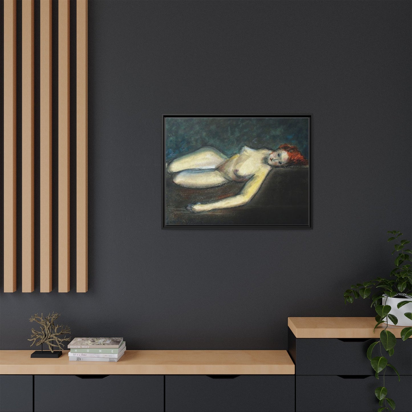 Lying nude by Paul Gosselin Framed Matte Canvas Wall Art Print