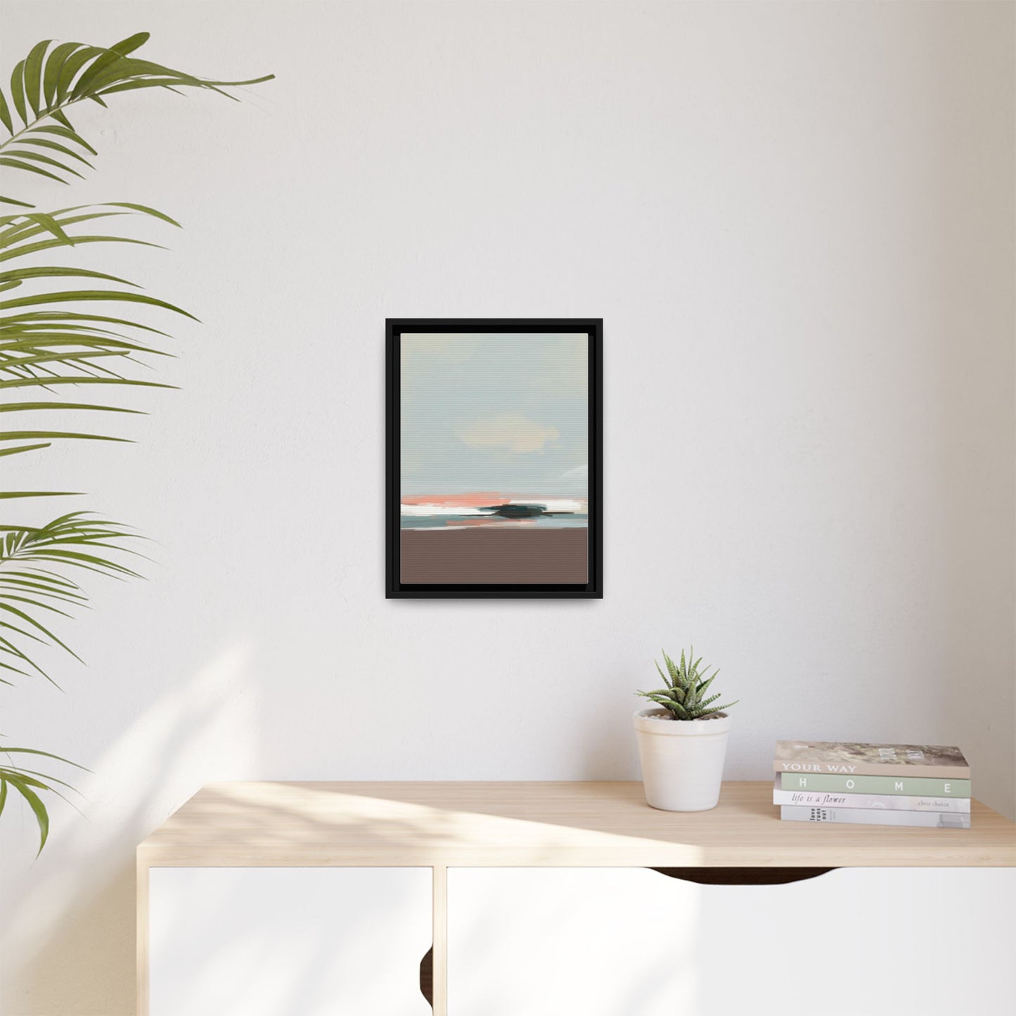 Framed Matte Canvas Print — Soft Coastal Abstract Landscape