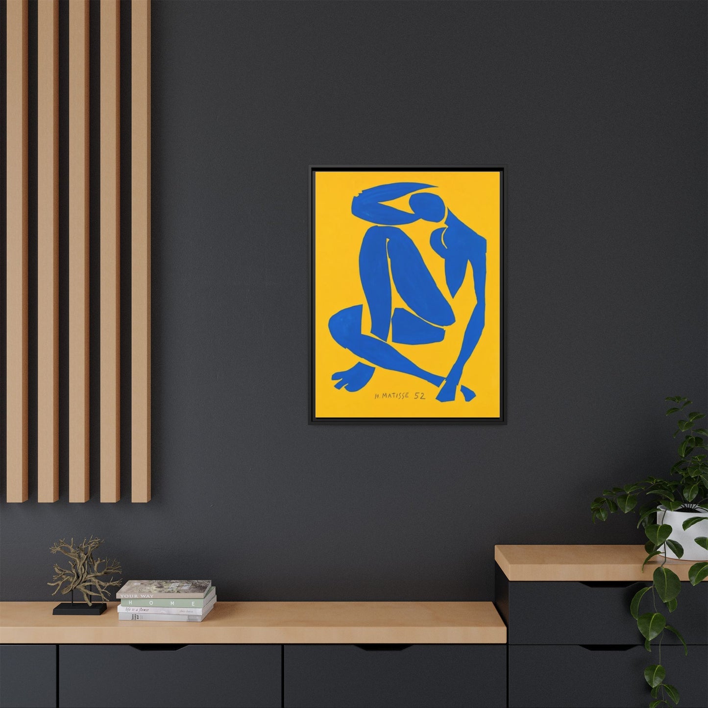 Abstract Blue Nude Matte Canvas Wall Art, Framed