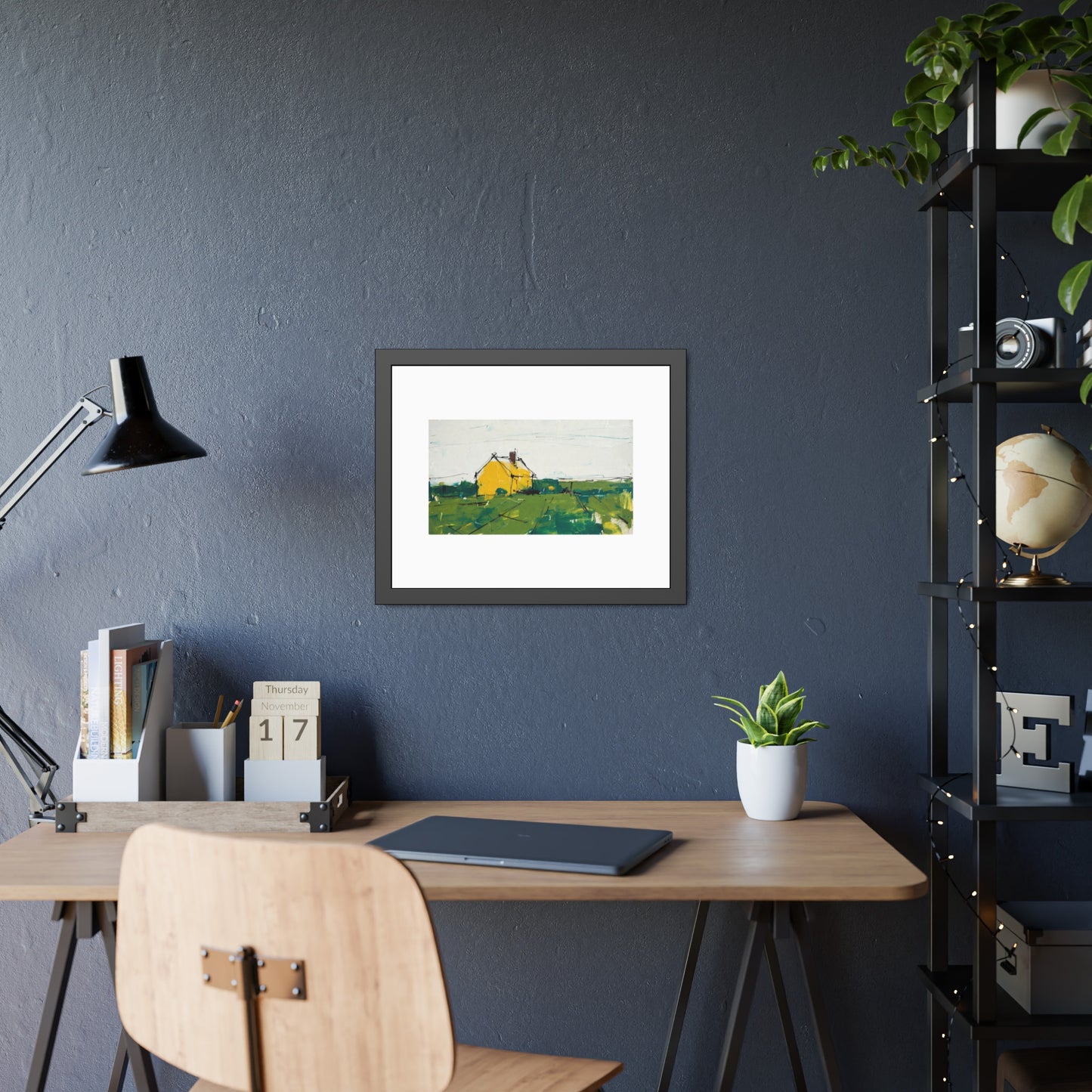 Framed Poster — Yellow Country House Landscape Art Print