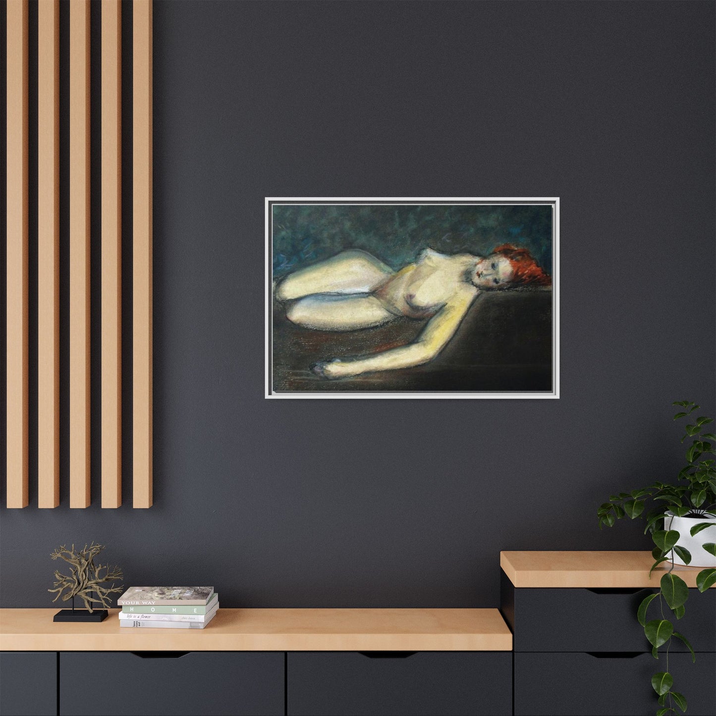 Lying nude by Paul Gosselin Framed Matte Canvas Wall Art Print