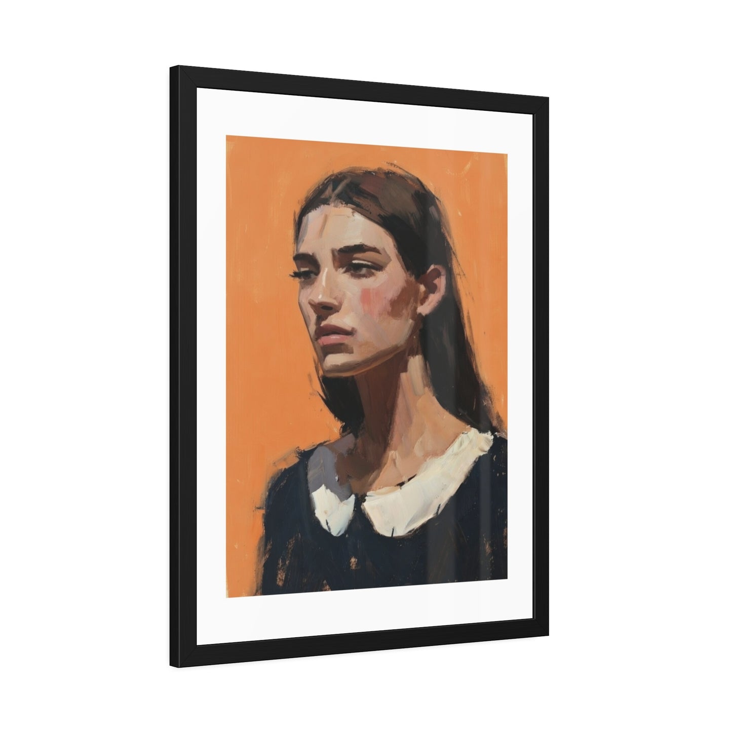 Framed Art Print — Portrait Painting on Orange Background