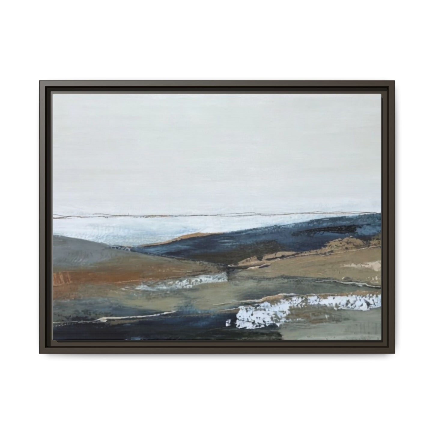 Framed Matte Canvas Wall Art — Serene Coastal Abstract Landscape