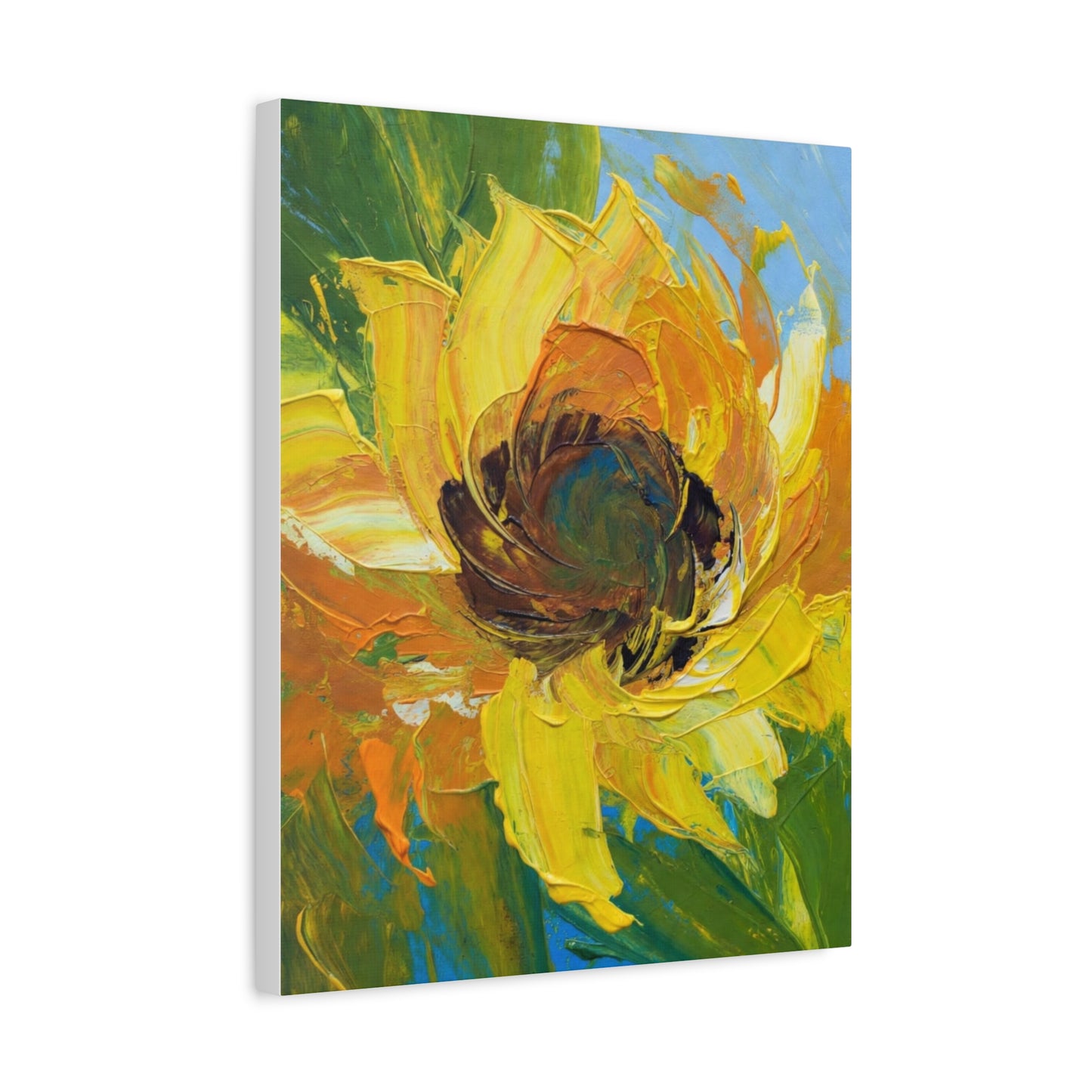 Sunflower Abstract Matte Canvas Wall Art — Bright Floral Painting on Stretched Canvas