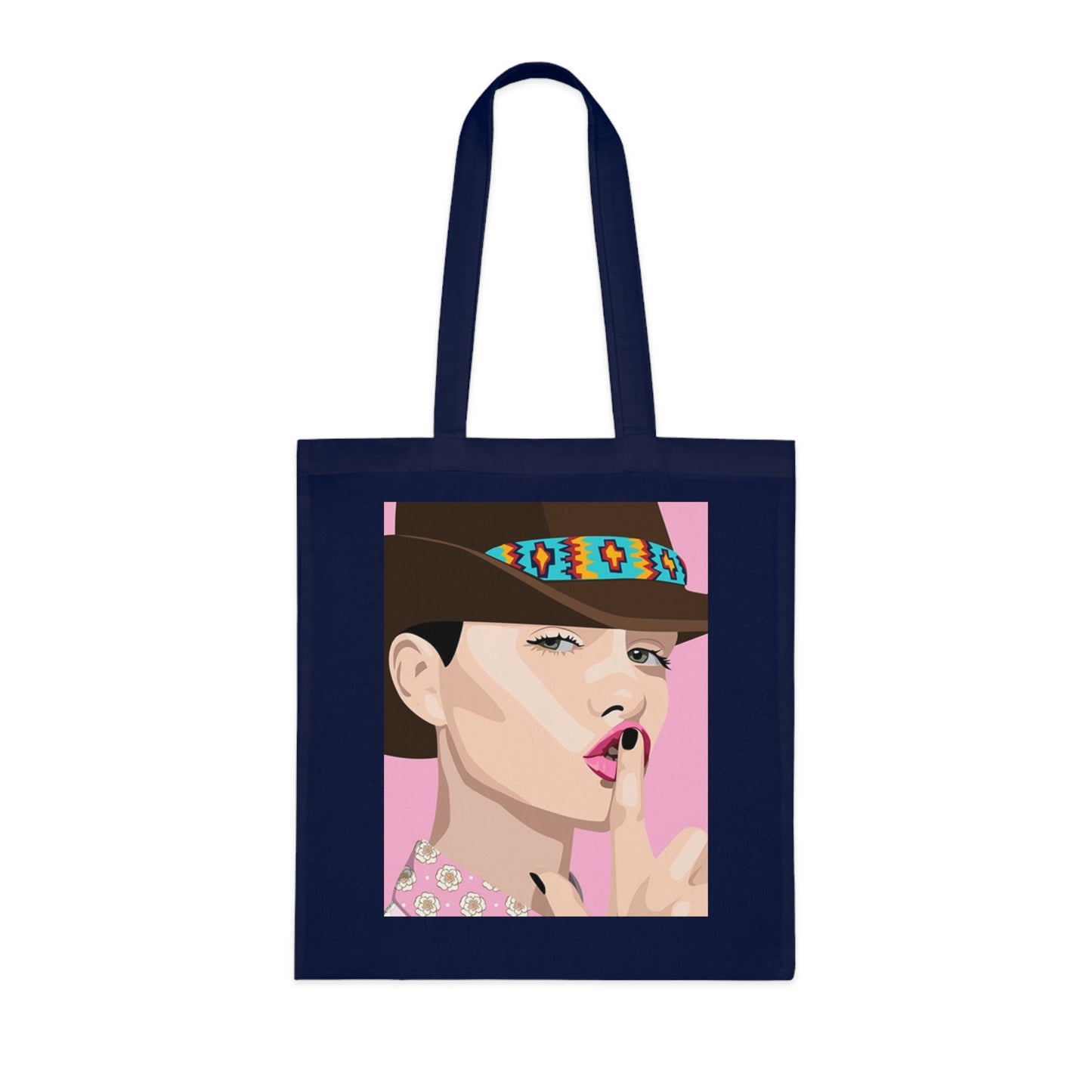 Pop Art Woman Tote Bag — Stylish Retro Portrait Cotton Shopper
