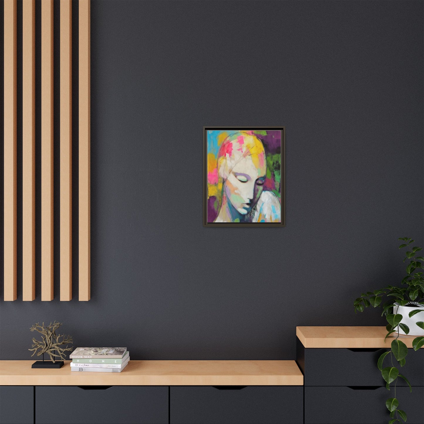 Framed Matte Canvas Art - Colorful Abstract Portrait