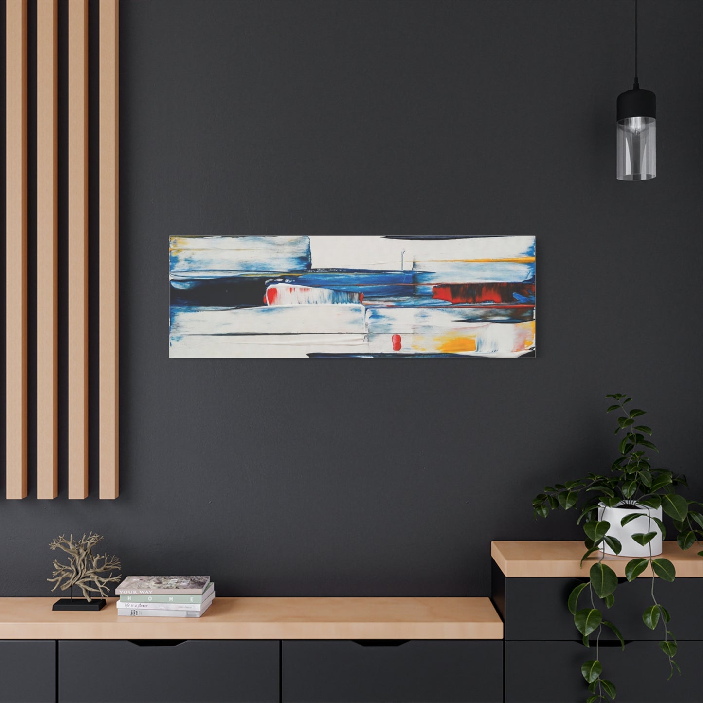 Abstract Blue Brushstroke Canvas Wall Art — Modern Stretched Matte Canvas