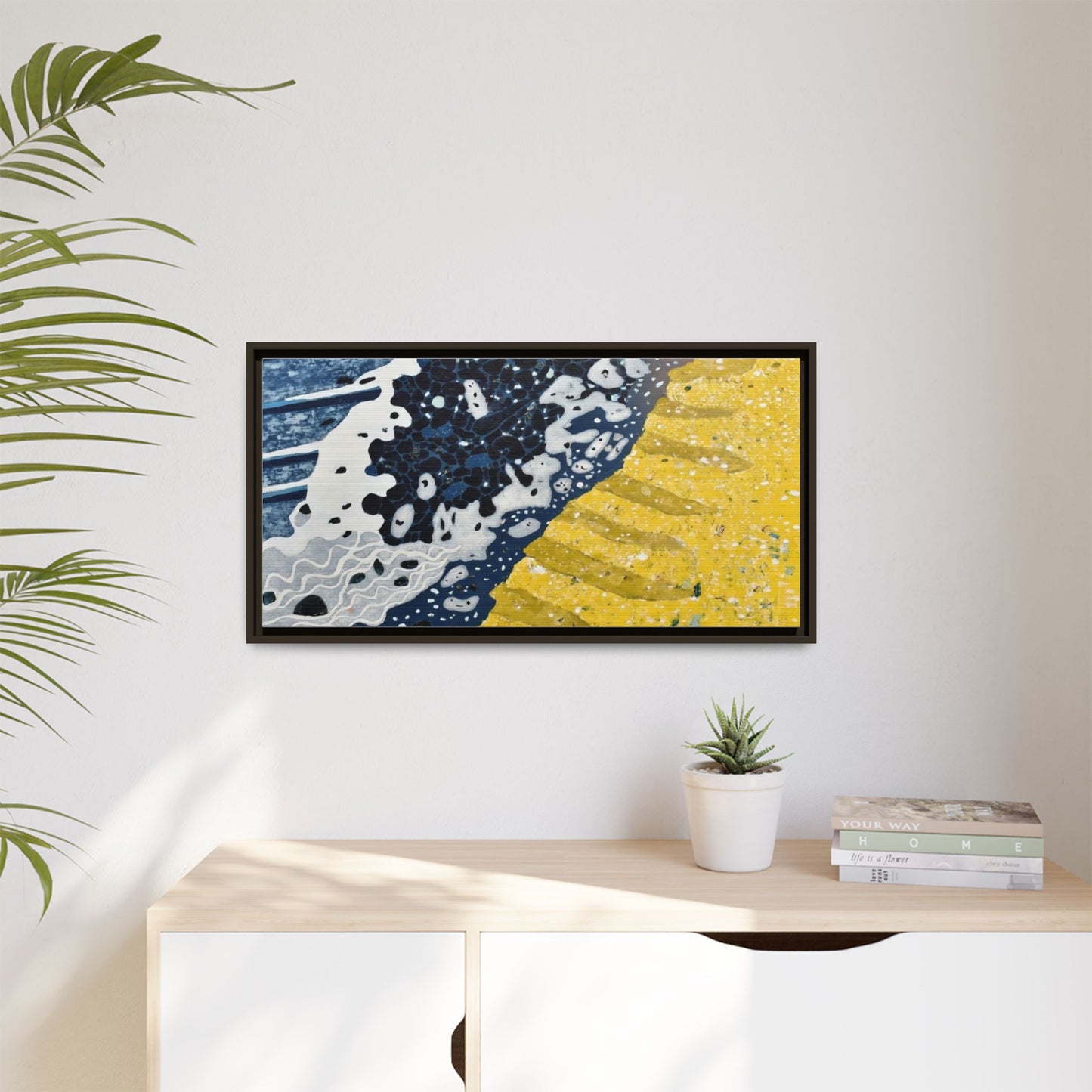 Framed Abstract Ocean & Sand Matte Canvas Print