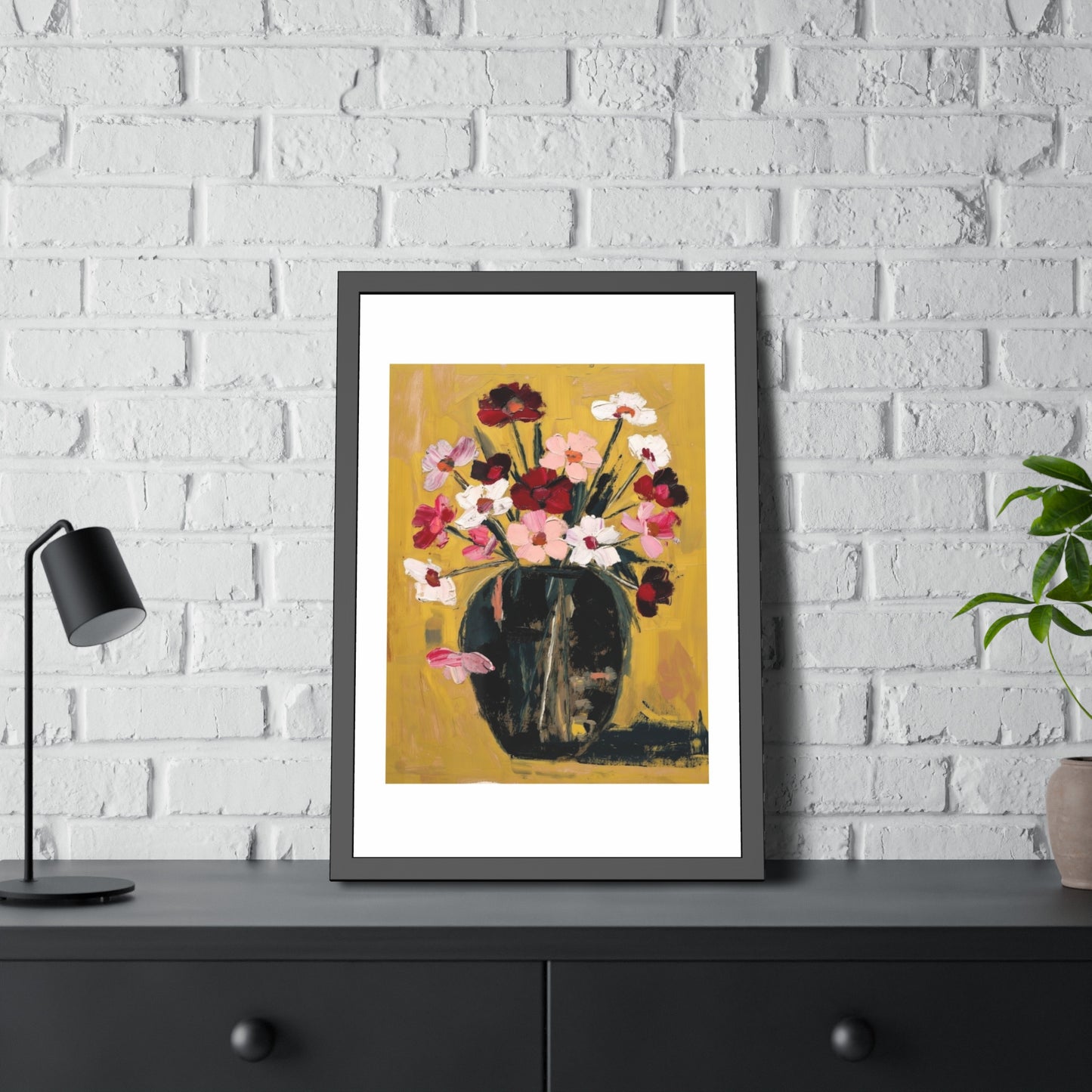 Framed Poster  Abstract Floral Vase Art Print