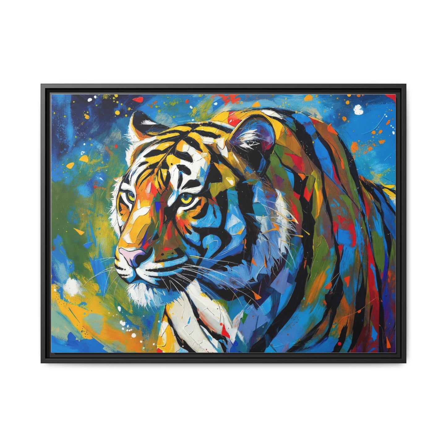 Colorful Tiger Matte Canvas Framed Art — Vibrant Wildlife Wall Decor