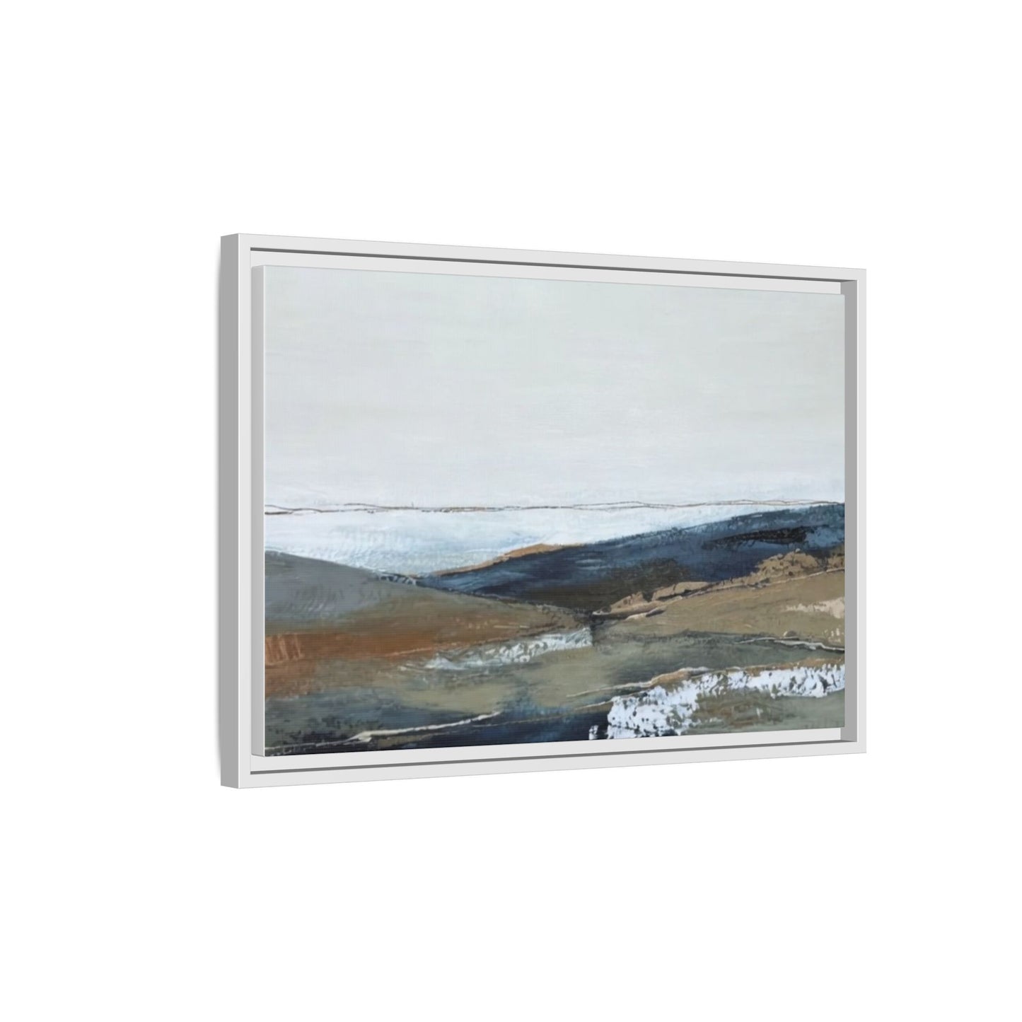 Framed Matte Canvas Wall Art — Serene Coastal Abstract Landscape