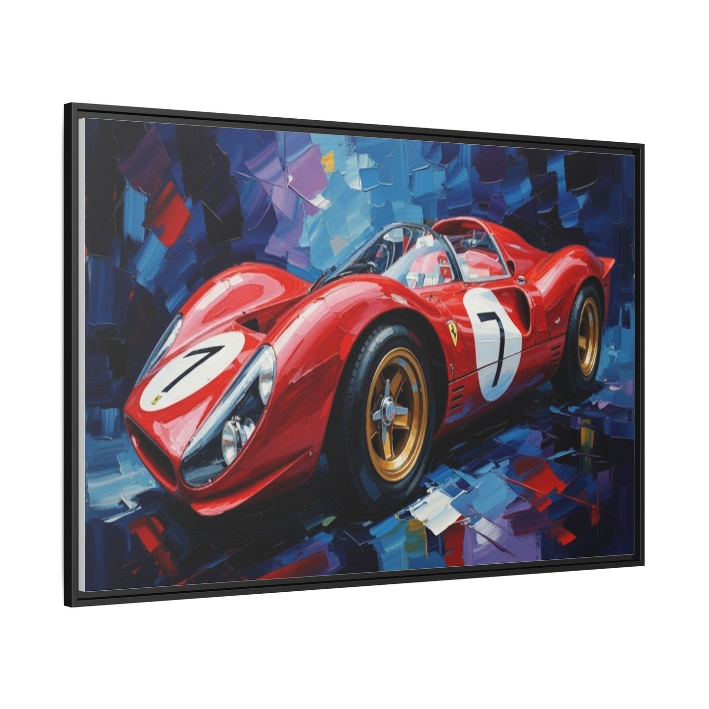 Vintage Ferrari Red Racecar Matte Canvas Framed Wall Art