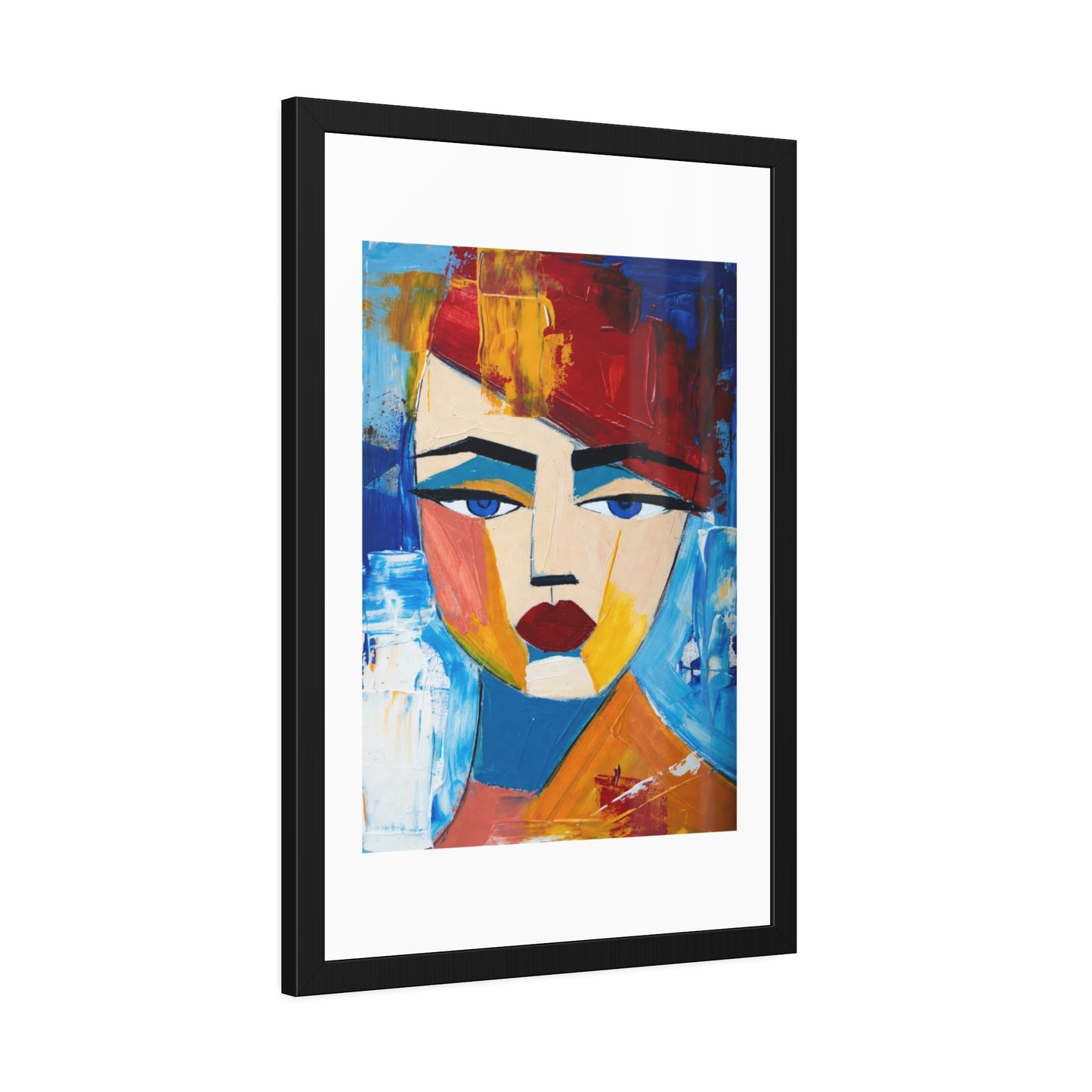 Abstract Colorful Face Framed Poster — Modern Pop Art Wall Print