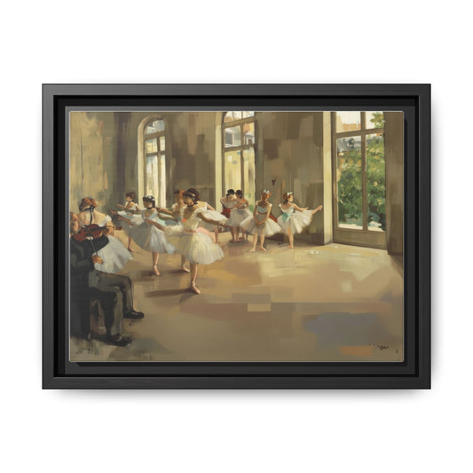 Framed Matte Canvas Print — Ballet Class Scene (Impressionist Dancers)