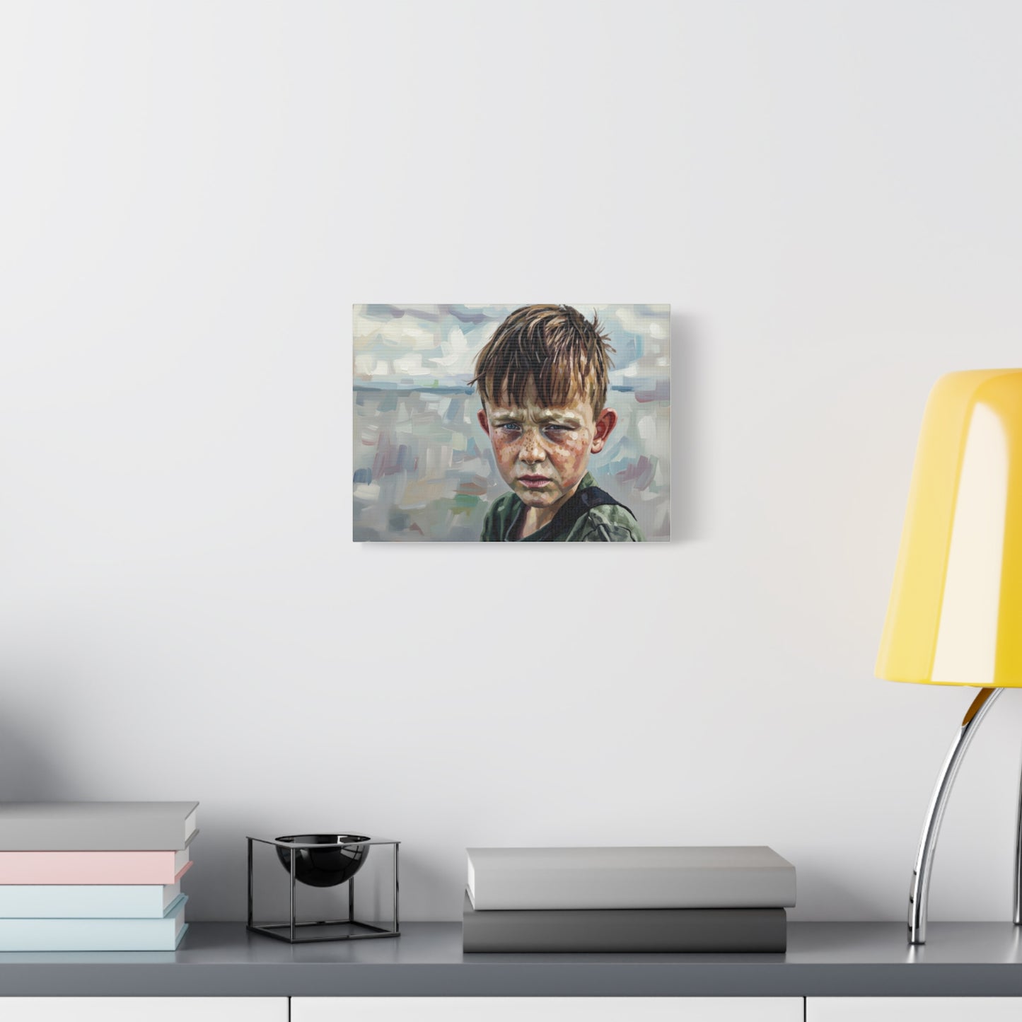 Melancholic Boy Portrait Canvas Print — Matte Stretched Wall Art