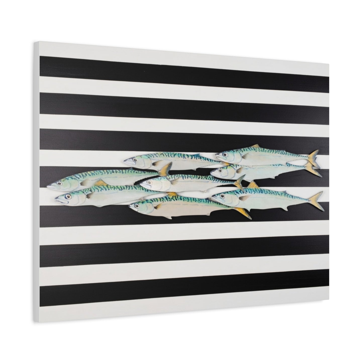 Striped Mackerel School Matte Canvas Print