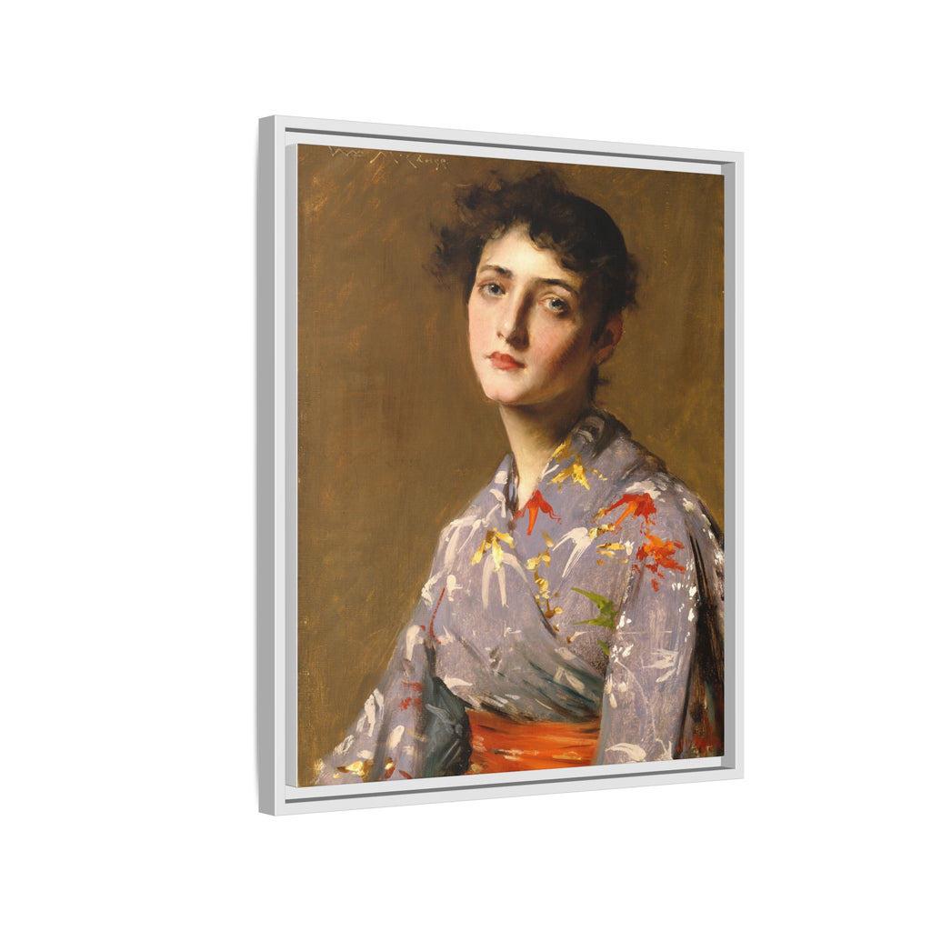 Girl in a Japanese Costume by William Merritt Chase Framed Matte Canvas Wall Art Print
