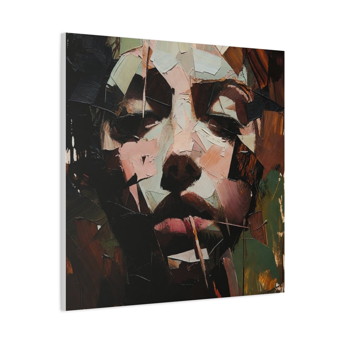 Abstract Portrait Matte Stretched Canvas (1.25") — Contemporary Textured Face Art