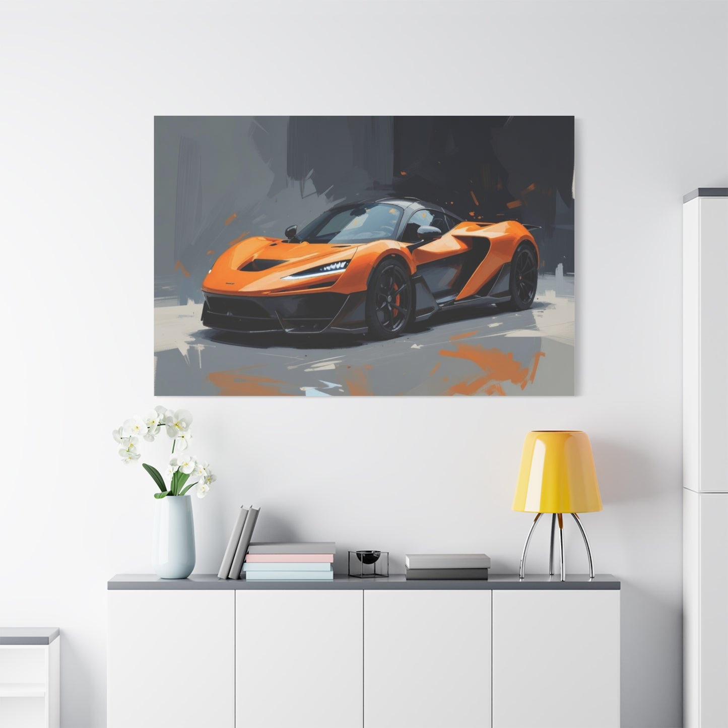 Orange Supercar Matte Canvas Wall Art – Stretched 1.25" Sports Car Print