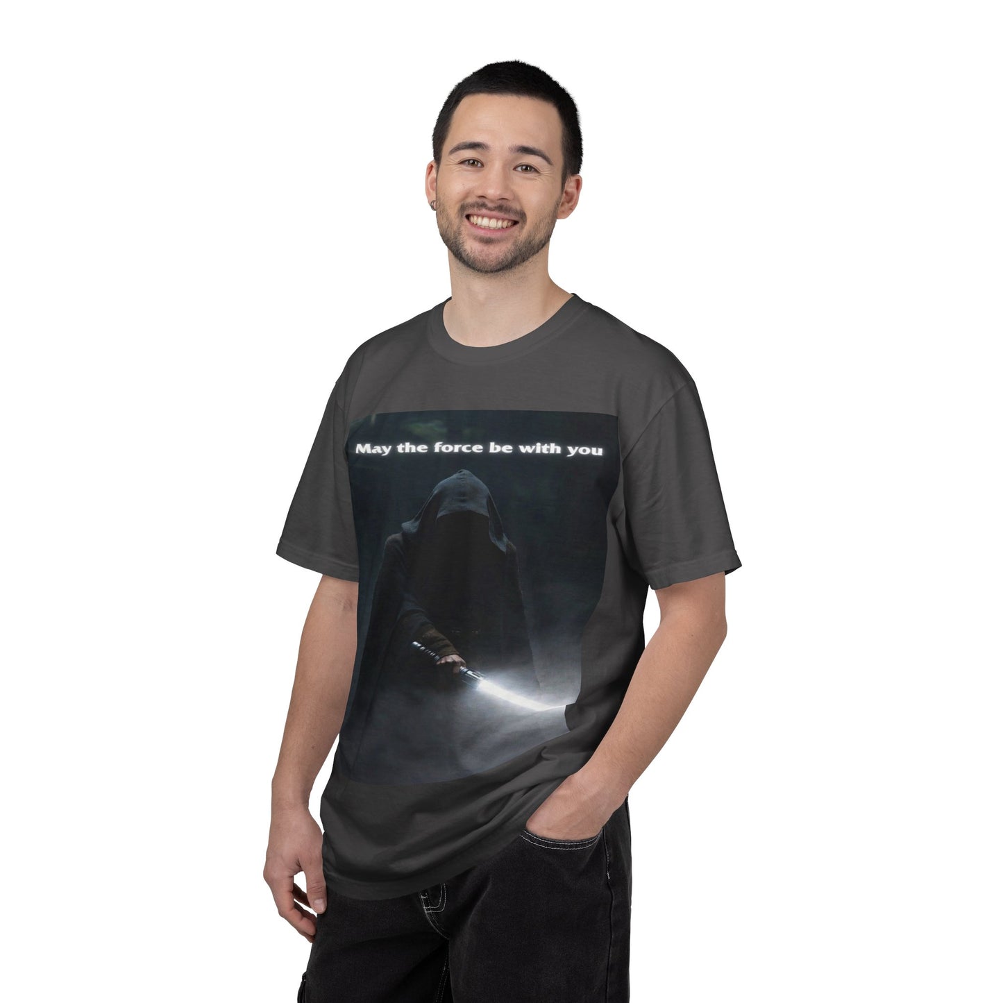 May the Force Be With You T-Shirt — Dark Hooded Lightsaber Graphic Tee