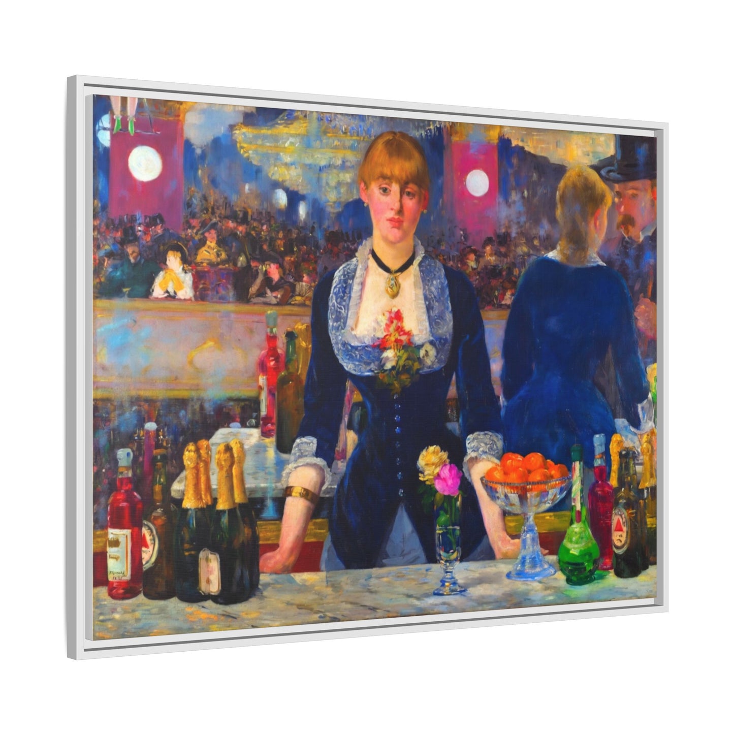 Framed Matte Canvas Print — Vintage Parisian Bar Scene