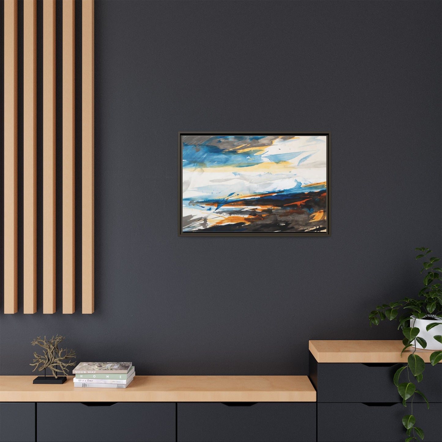 Abstract Coastal Waves Matte Canvas Framed Wall Art