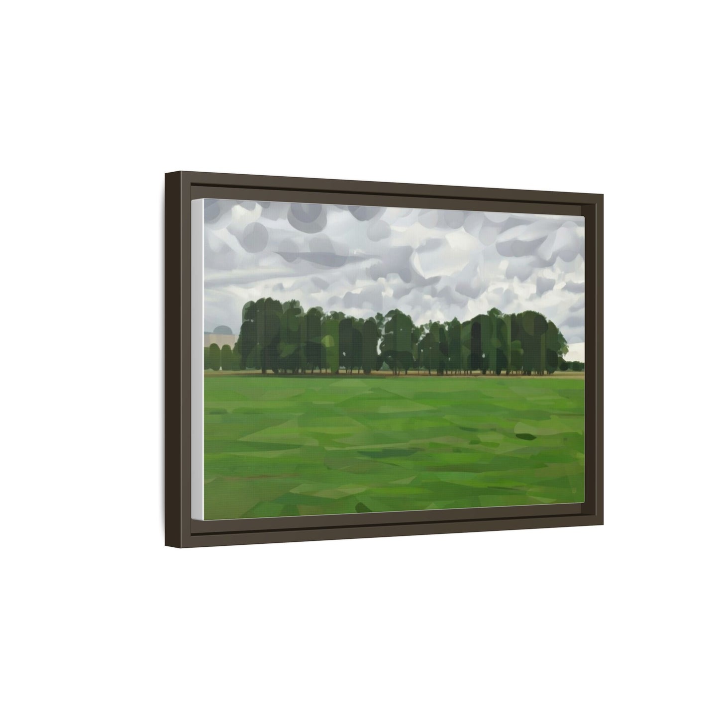 Framed Matte Canvas Print — Minimalist Green Landscape Art