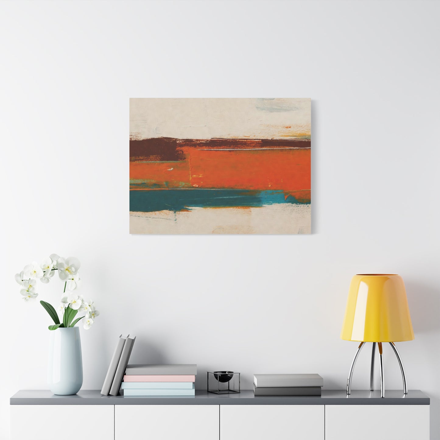 Abstract Orange & Teal Matte Canvas Wall Art — Stretched 1.25"
