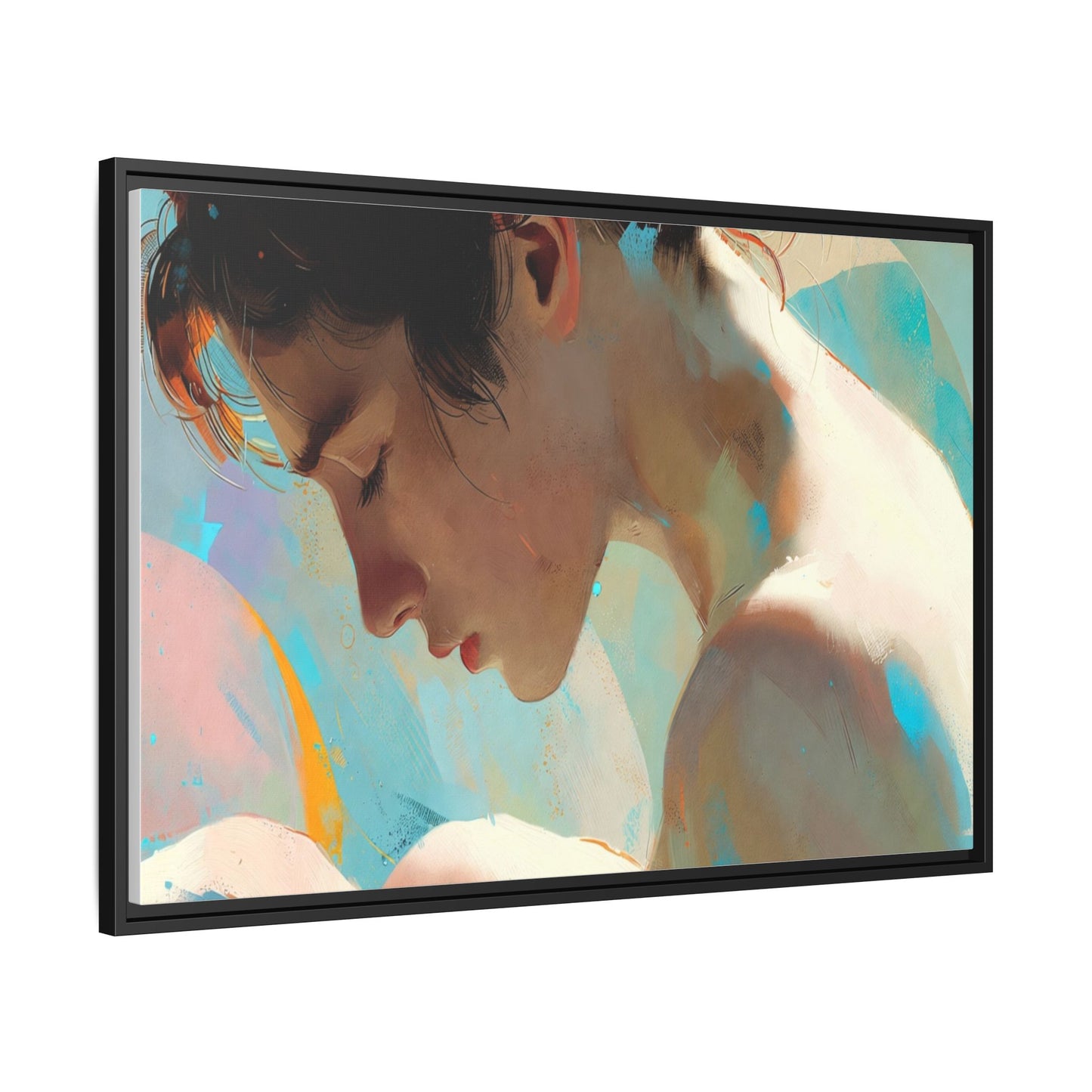 Framed Matte Canvas Print — Dreamy Portrait Art (Multi‑Color)