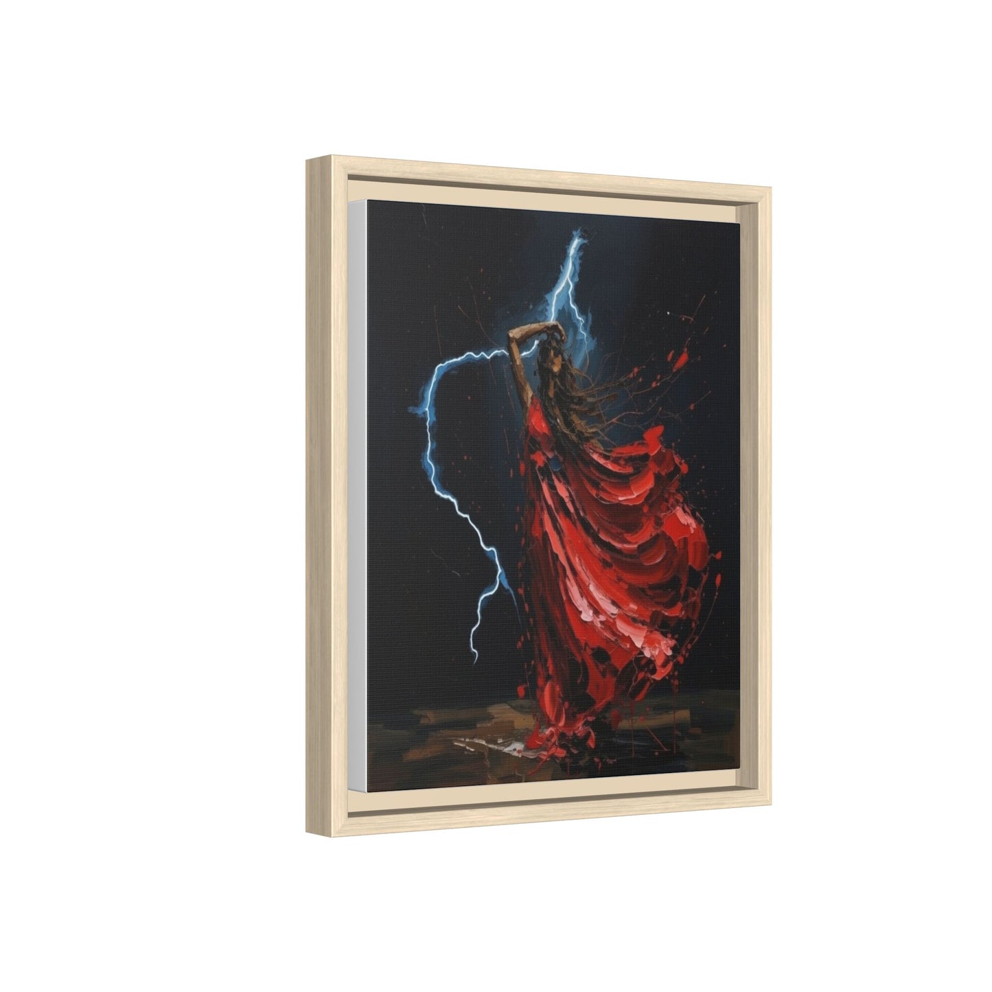 Framed Matte Canvas Print — Red Dancer Lightning Art