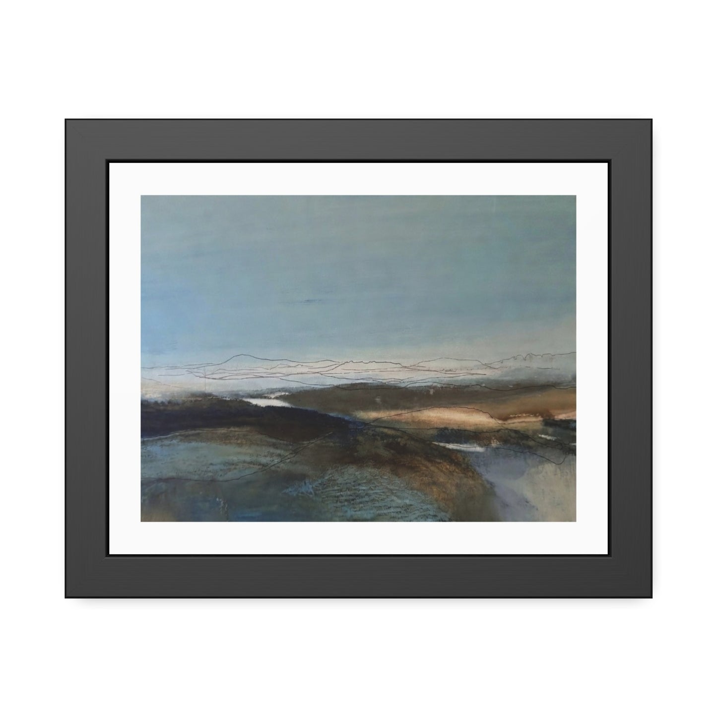 Framed Landscape Poster — Serene Blue Abstract Wall Art