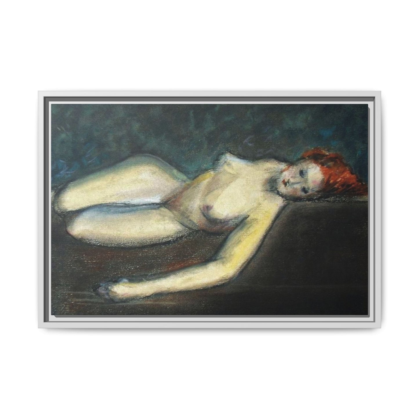 Lying nude by Paul Gosselin Framed Matte Canvas Wall Art Print