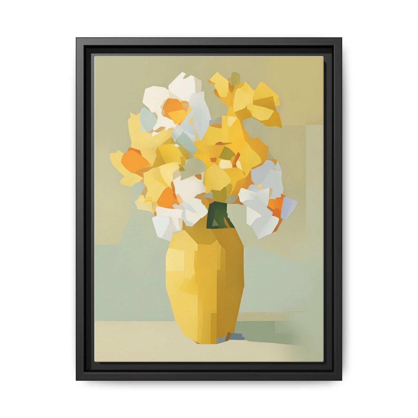Framed Floral Canvas Print — Yellow Vase Bouquet Wall Art