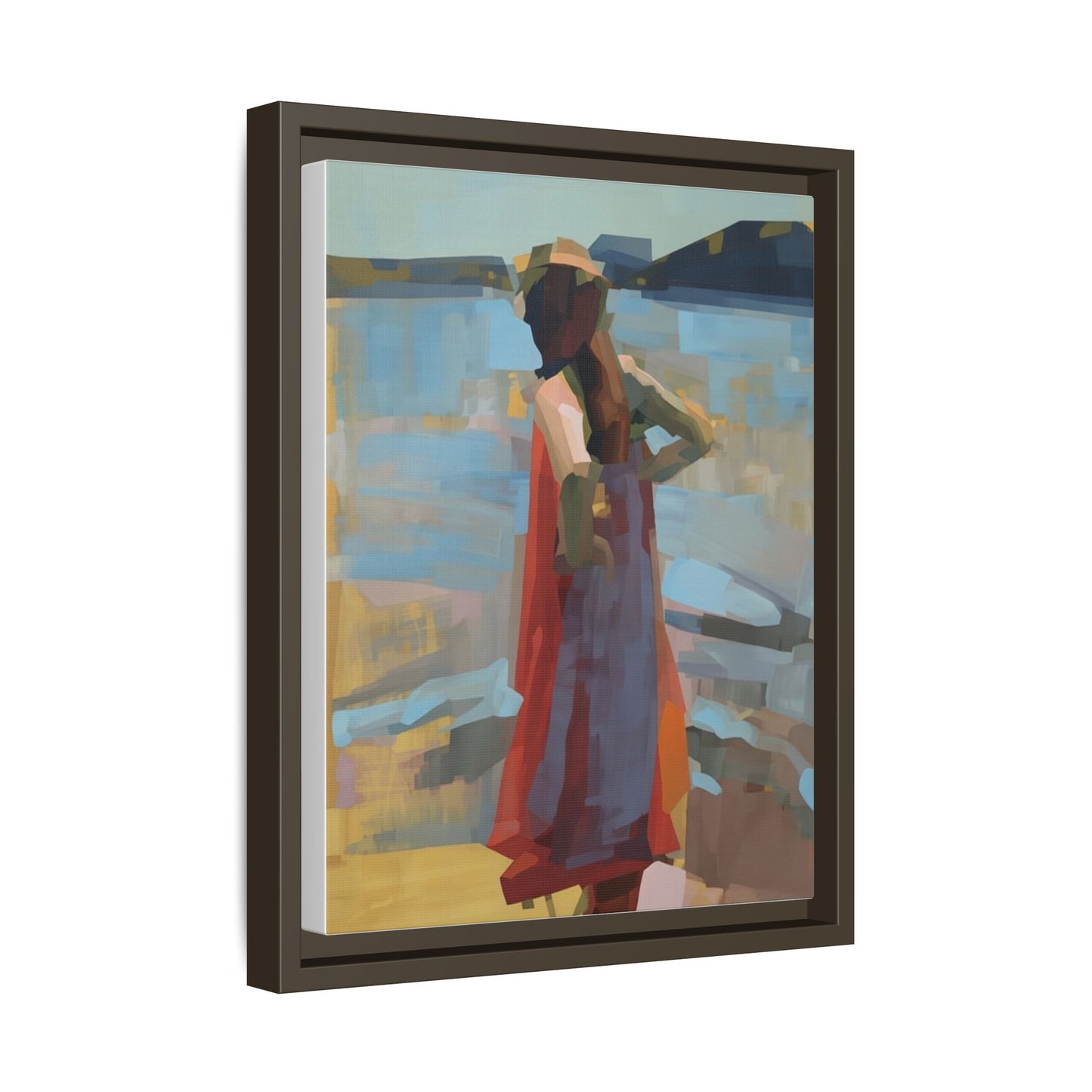 Framed Matte Canvas Print — Coastal Woman Abstract Art