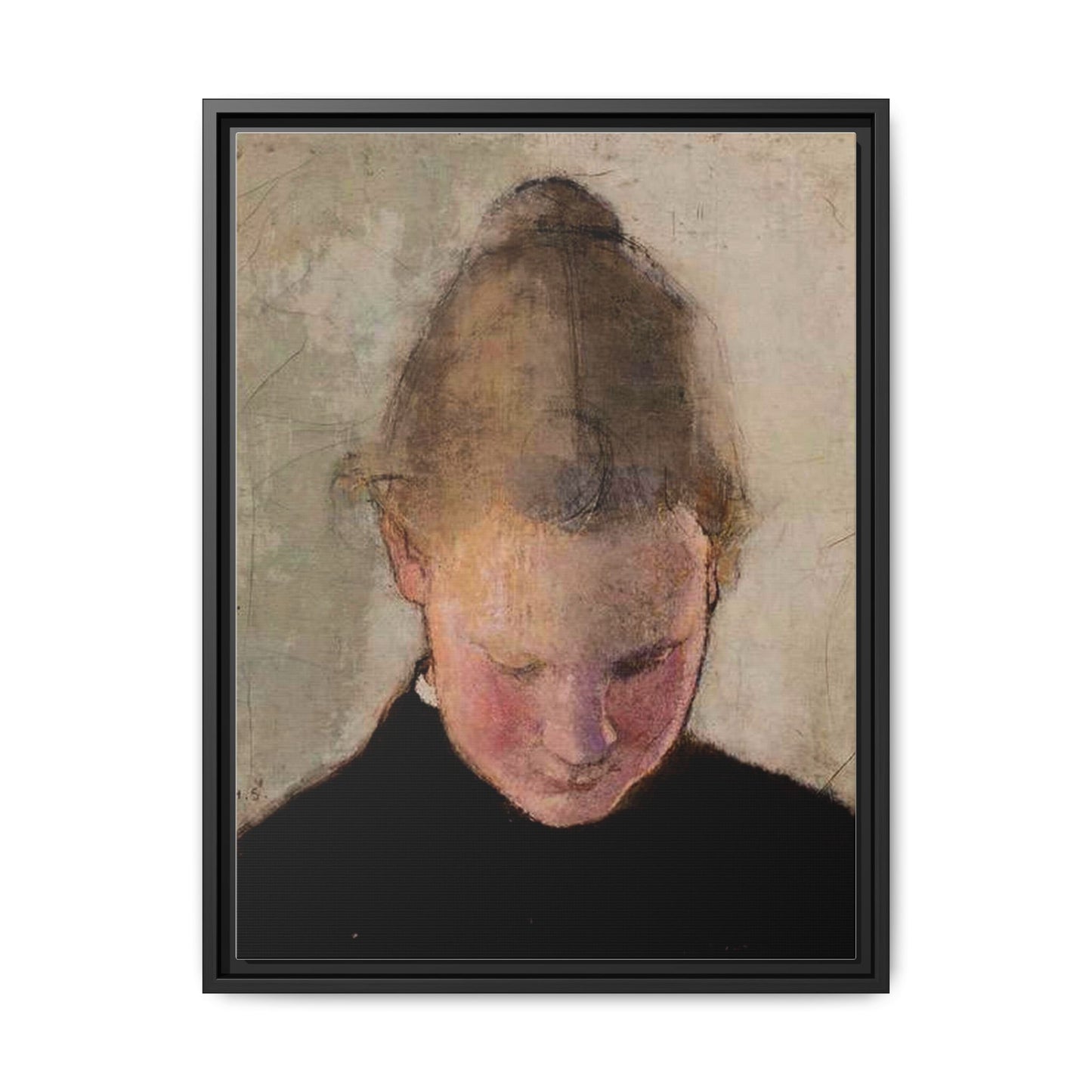 Lukeva tytto by Helena Schjerfbeck Framed Matte Canvas Art Print