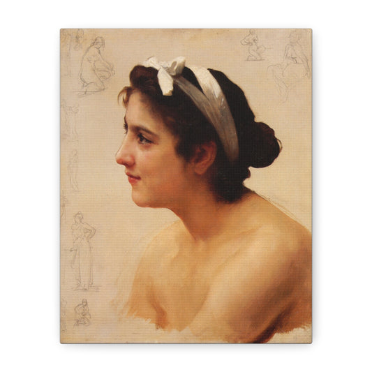 Study Of A Woman For Offering To Love by William Adolphe Bouguereau Canvas Print Matte Stretched