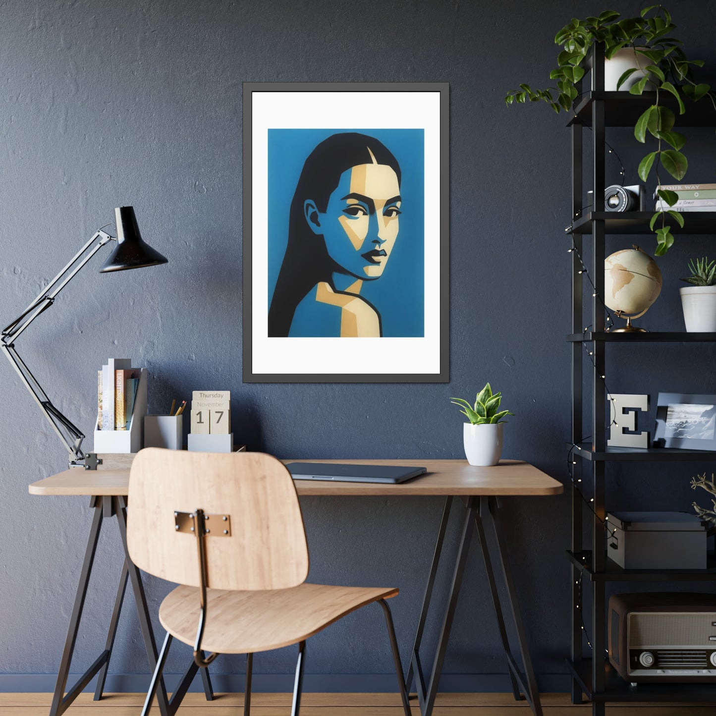 Framed Art Print — Blue Pop Portrait Poster